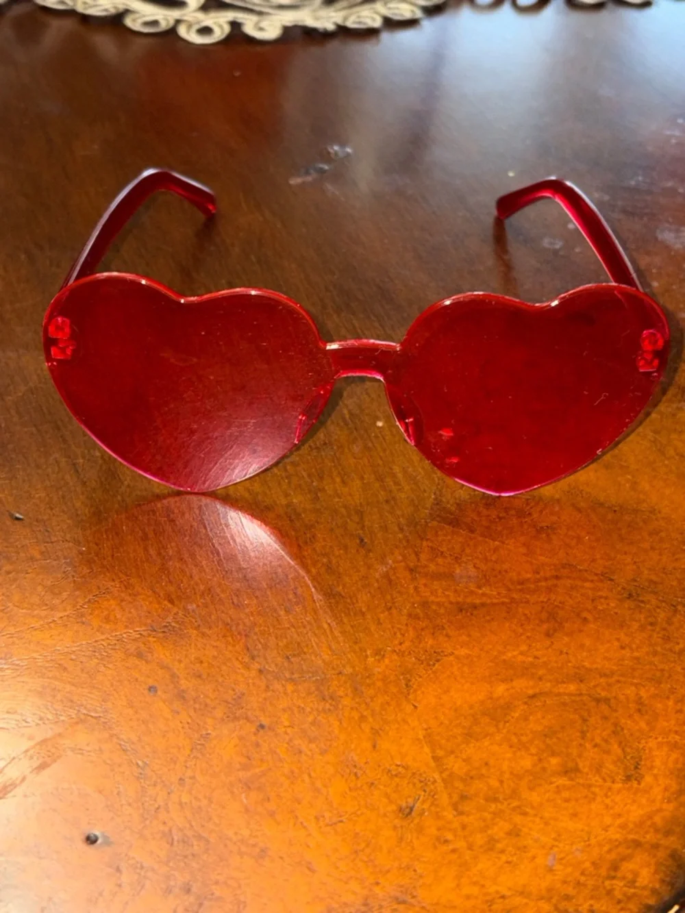 Transparent Red Heart-Shaped Novelty Sunglasses